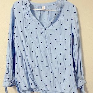 SOLD- Blue Polka Dot Blouse